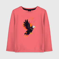 Лонгслив хлопковый детский Орел парящая птица абстракция, цвет: коралловый