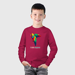 Лонгслив хлопковый детский Пиксель попугай, цвет: маджента — фото 2