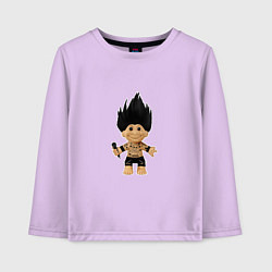 Лонгслив хлопковый детский Панк рок тролль c микрофоном, цвет: лаванда