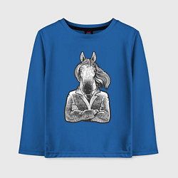 Лонгслив хлопковый детский Лошадь в пальто, цвет: синий