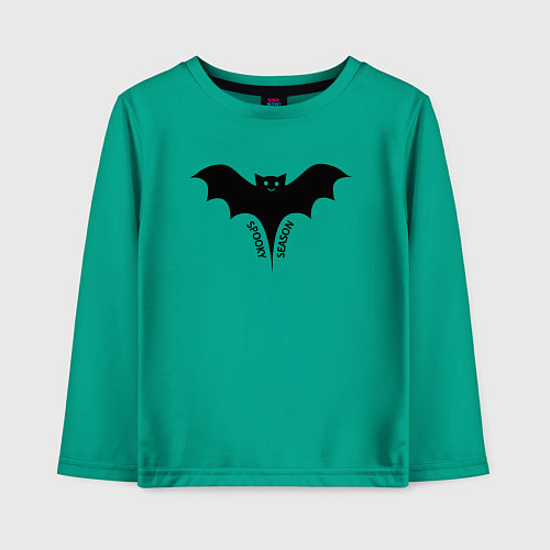Детский лонгслив Летучая мышь в полёте / Зеленый – фото 1