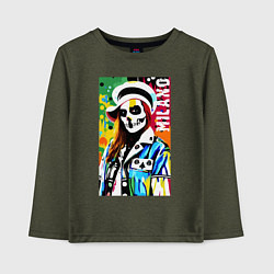 Лонгслив хлопковый детский Skeleton fashionista - Milano - pop art, цвет: меланж-хаки