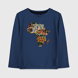 Лонгслив хлопковый детский Africa, цвет: тёмно-синий