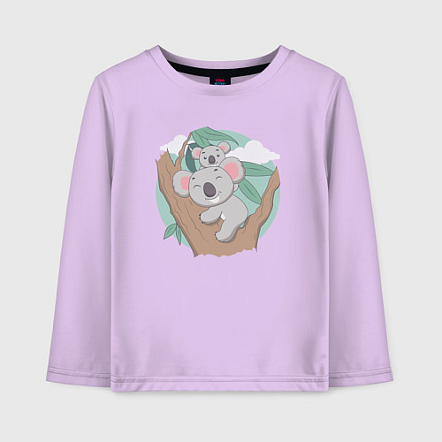 Детский лонгслив Коалы на дереве / Лаванда – фото 1