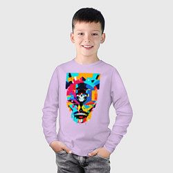 Лонгслив хлопковый детский Funny skull - pop art, цвет: лаванда — фото 2