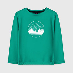 Лонгслив хлопковый детский Горы и лес минимализм, цвет: зеленый