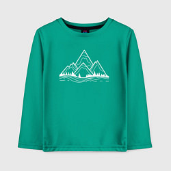 Лонгслив хлопковый детский Лес и горы, цвет: зеленый