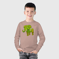 Лонгслив хлопковый детский Зелёный слон, цвет: пыльно-розовый — фото 2