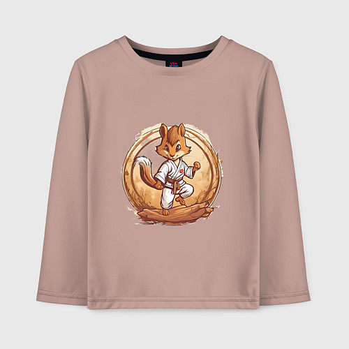 Детский лонгслив Белка карате / Пыльно-розовый – фото 1