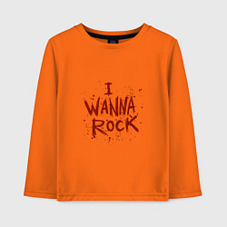 Лонгслив хлопковый детский I Wanna Rock - Я хочу зажигать, цвет: оранжевый