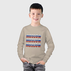 Лонгслив хлопковый детский Moscow триколор, цвет: миндальный — фото 2