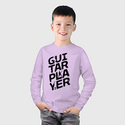 Лонгслив хлопковый детский MoMo - Guitar player черный, цвет: лаванда — фото 2