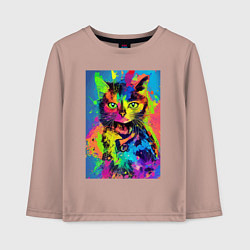 Детский лонгслив Funny cat - pop art - neural network