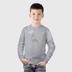 Лонгслив хлопковый детский Голубь с надписью, цвет: меланж — фото 2