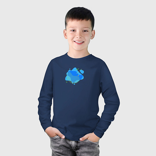 Детский лонгслив Абстрактное изображение фигур / Тёмно-синий – фото 3