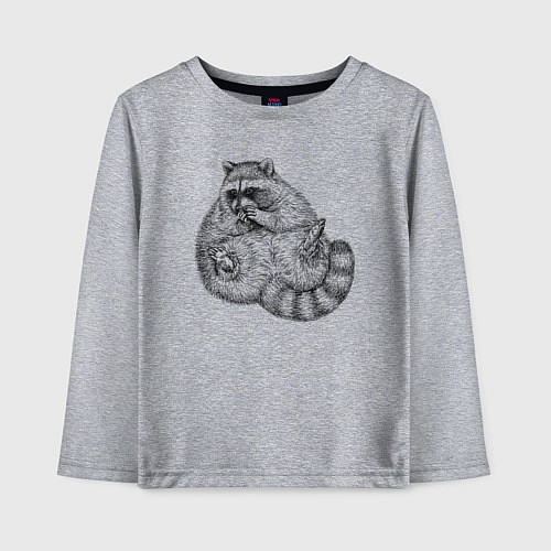 Детский лонгслив Енот жирдяй / Меланж – фото 1
