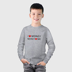 Лонгслив хлопковый детский Надпись Я люблю деньги деньги любят меня, цвет: меланж — фото 2