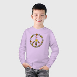 Лонгслив хлопковый детский Пацифик знак хиппи цветы, цвет: лаванда — фото 2