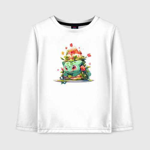 Детский лонгслив Малыш Бульбазавр / Белый – фото 1