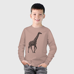 Лонгслив хлопковый детский Жираф гуляет, цвет: пыльно-розовый — фото 2