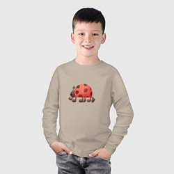 Лонгслив хлопковый детский Милая красная божья коровка, цвет: миндальный — фото 2