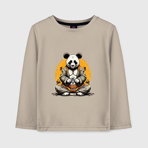 Детский лонгслив Панда на медитации / Миндальный – фото 1