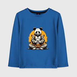 Лонгслив хлопковый детский Панда на медитации, цвет: синий