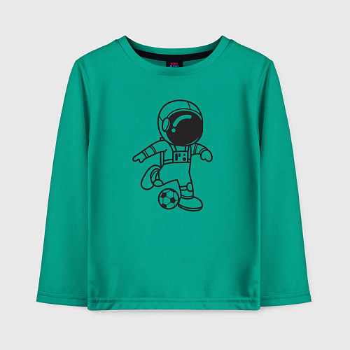 Детский лонгслив Космонавт с футбольным мячом / Зеленый – фото 1