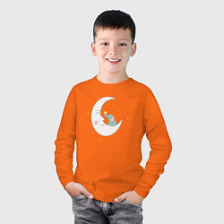 Лонгслив хлопковый детский Слонёнок на луне, цвет: оранжевый — фото 2