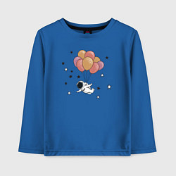 Лонгслив хлопковый детский Космический полёт, цвет: синий