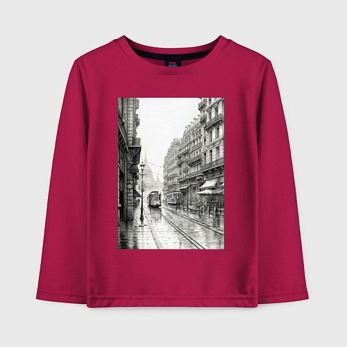 Детский лонгслив Черно-белый париж / Маджента – фото 1