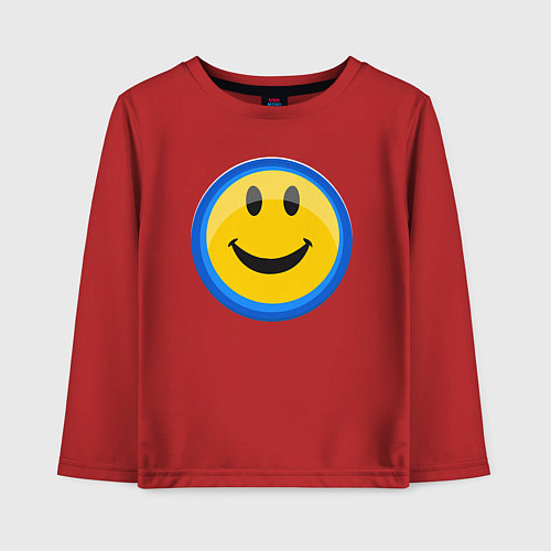 Детский лонгслив Смайлик улыбающийся эмодзи / Красный – фото 1
