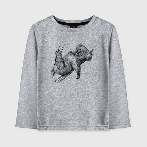 Детский лонгслив Коала отдыхает на дереве / Меланж – фото 1