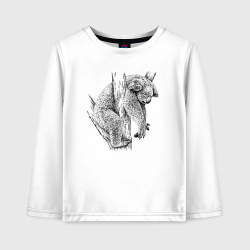 Детский лонгслив Коала спит на дереве / Белый – фото 1