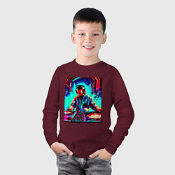 Лонгслив хлопковый детский Клубный диджей, цвет: меланж-бордовый — фото 2