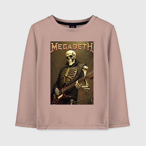 Детский лонгслив Megadeth - skeleton - heavy metal / Пыльно-розовый – фото 1