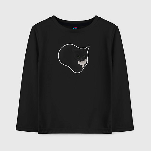 Детский лонгслив Maxwell cat на черном фоне / Черный – фото 1