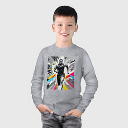 Лонгслив хлопковый детский Чернокожий спринтер, цвет: меланж — фото 2