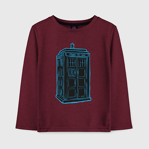 Детский лонгслив Black tardis / Меланж-бордовый – фото 1
