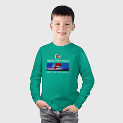 Лонгслив хлопковый детский Depeche Mode - Music for the Masses logo, цвет: зеленый — фото 2