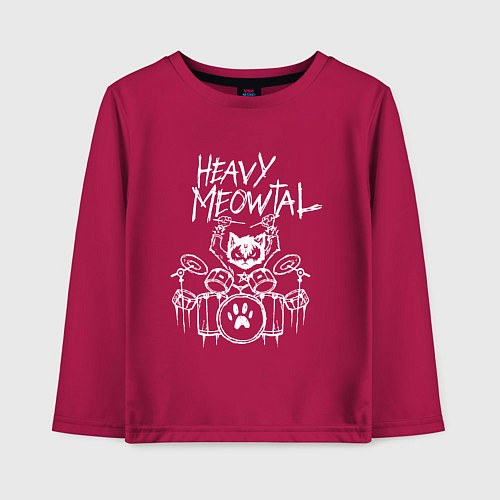 Детский лонгслив Heavy Meowtal - кошачья музыка / Маджента – фото 1