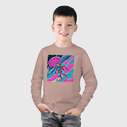 Лонгслив хлопковый детский Парашютист в небе, цвет: пыльно-розовый — фото 2