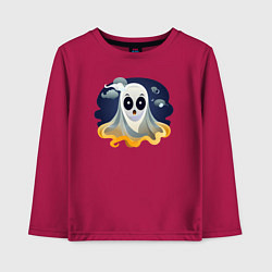 Лонгслив хлопковый детский Испуганный призрак, цвет: маджента
