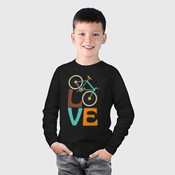 Лонгслив хлопковый детский Люблю велосипед, цвет: черный — фото 2