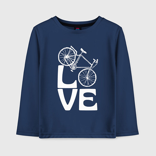 Детский лонгслив Любовь велосипедиста / Тёмно-синий – фото 1
