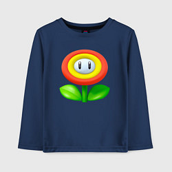 Лонгслив хлопковый детский Цветок Марио, цвет: тёмно-синий