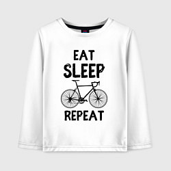 Лонгслив хлопковый детский Eat sleep bike repeat, цвет: белый