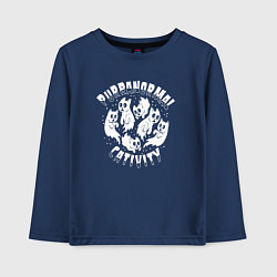 Лонгслив хлопковый детский Коты призраки, цвет: тёмно-синий