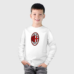 Лонгслив хлопковый детский Футбольный клуб Milan, цвет: белый — фото 2