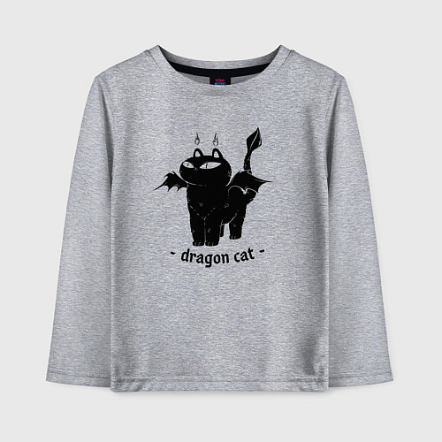 Детский лонгслив Black dragon cat / Меланж – фото 1